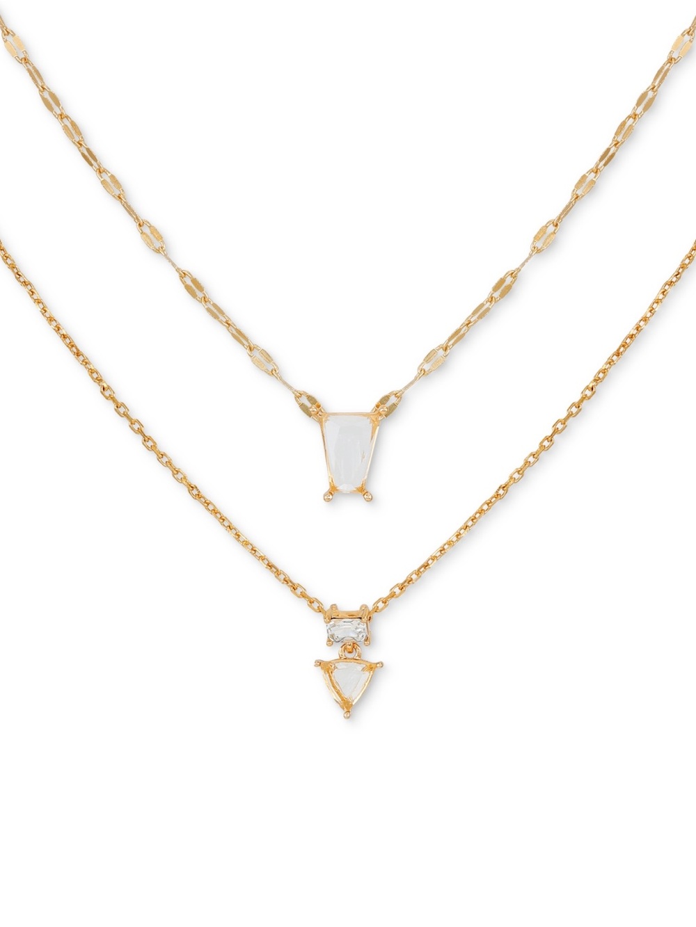Guess Gold and White Layered Pendant Necklace Set